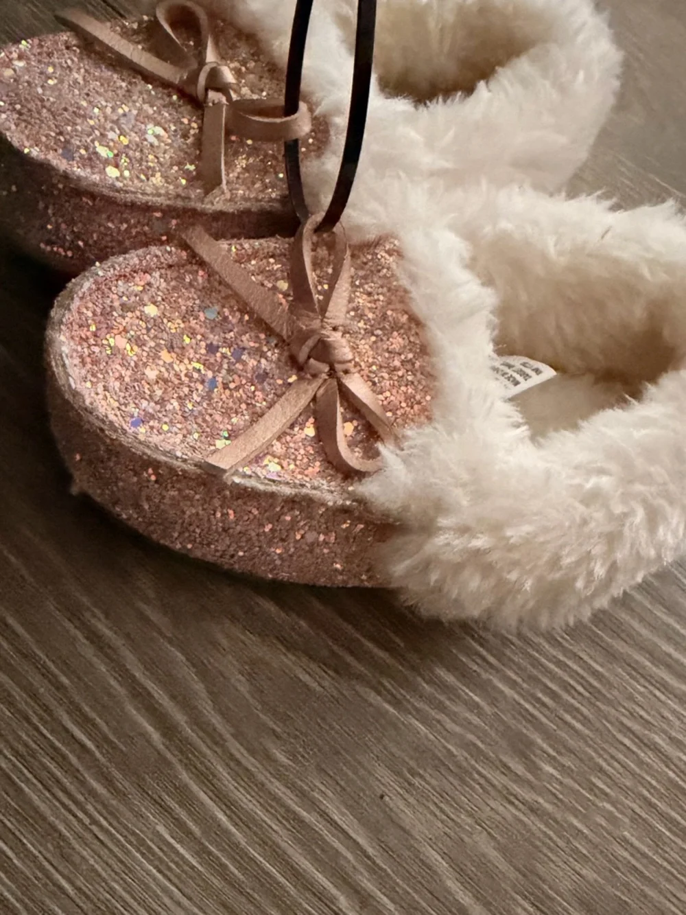 Girls Sparkle Pink Faux-Fur toddler Shoes